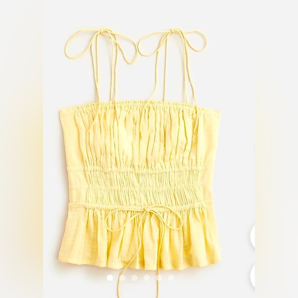 J Crew yellow smocked tie tank top NWT